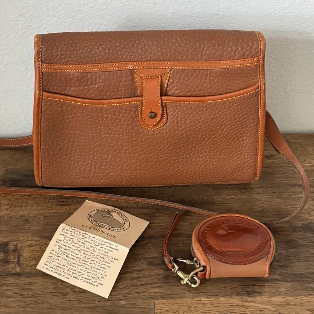 Dooney & Bourke Brown Leather Crossbody Bag with Coin Pouch - Picture 3 of 12